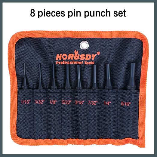 HORUSDY 8 Pieces Pin Punch Set, Kit Removing Repair Tool with Holder for Automotive, Watch Repair,Jewelry and Craft