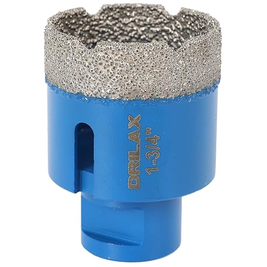 Drilax Pro Series 1-3/4 Inch Diamond Hole Saw for Angle Grinders | 1-3/8" Depth | 5/8"-11 Thread | Ideal for Drain Pipes, Vents, HVAC & Dry Drilling | Long Life