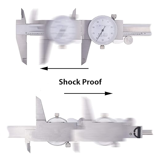 Clockwise Tools DDLR-0605 Pro Dial Caliper 0-6 Inch Double Shock Proof Stainless Steel Body SAE Measuring Tool