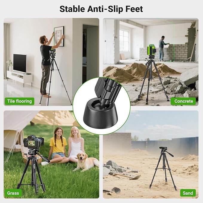 Huepar Tripod 50-inch Extendable Height Tripod Use with Laser Level, Point Lasers, Lazer Distance Measures, 1/4" and 5/8" Thread Mount for for Varieties Tools, Outdoor and Indoor T13A