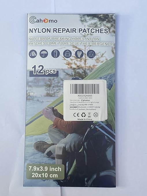 7.9x3.9 inch 12 PCS Nylon Repair Patch Nylon Repair Tape Self Adhesive Fabric Tapes Outdoor Camping Gear Fabric kit for Tent, Umbrella, Down Jackets, Sleeping Bag, Knapsack (Color Set C)
