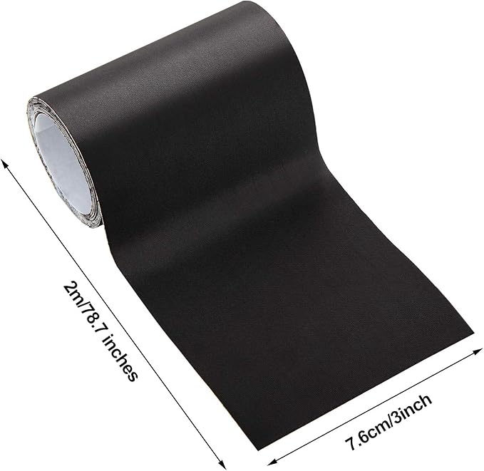 WILLBOND 3x79 Inch Nylon Repair Patches Nylon Patches for Jackets Self Adhesive Repair Tape Waterproof Kit Fabric Clothing Kit for Down Jacket, Tent, Umbrella, Clothes, Bags(Black)