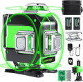 Laser Level, 4x360° Self Leveling Green Cross Line Laser for Construction and Picture Hanging with Rechargeable battery, Remote Controller, Magnetic Rotating Stand