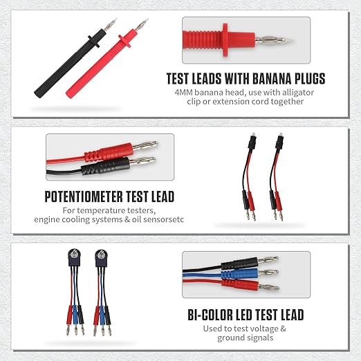 BELEY 104PCS Automotive Test Lead Kit Electrical Breakout Multimeter Test Leads Kit with Multimeter Leads, Alligator Clips, Pin Probes, Banana Plugs