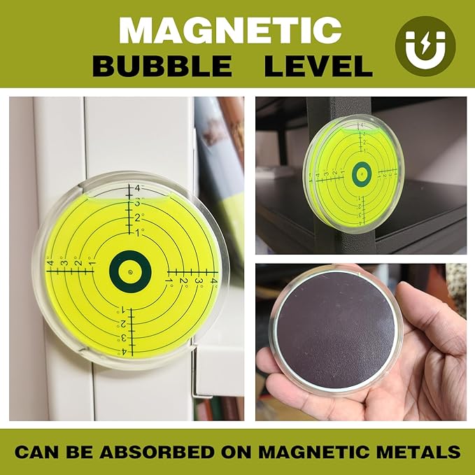 Bullseye Round Circular Magnetic Bubble Level Indicator For Rv Large Spirit Camper Bulls Eye Precision Machinist Magnet Post Tool Leveling Table Trailer 3.15 Inch 80 Mm