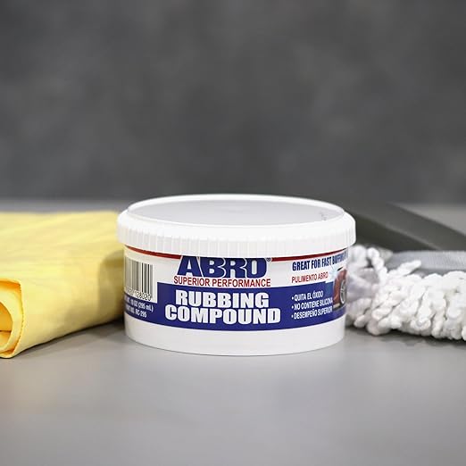 ABRO Superior Performance Automotive Rubbing Compound for Oxidized Finishes, Buff, Shine, Smooth, & Clean, Scratch Remover for Vehicles, Boats, & Bikes - 10 oz.