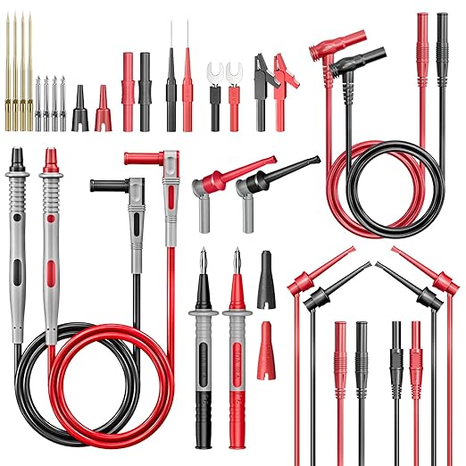 Goupchn 28PCS Multimeter Test Leads Kit with Alligator Clips Test Hook Clips Wire Piercing Probes Replaceable Precision Sharp Probes for Electrical Testing
