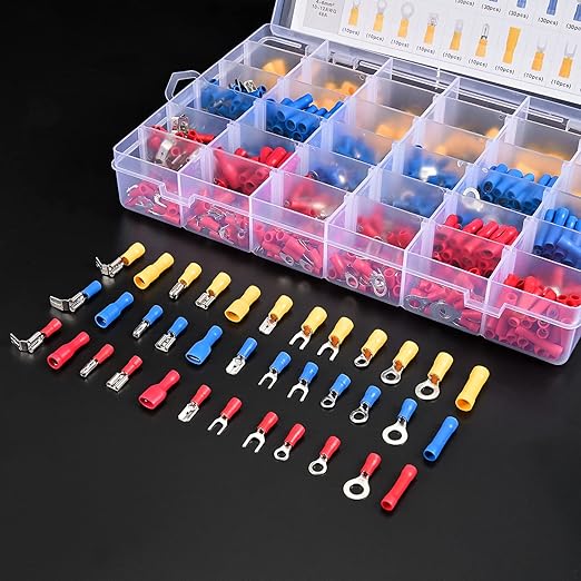 Nilight 540PCS Mixed Quick Disconnect Electrical Insulated Butt Bullet Spade Fork Ring Solderless Crimp Terminals Wire Connectors Assortment Kit