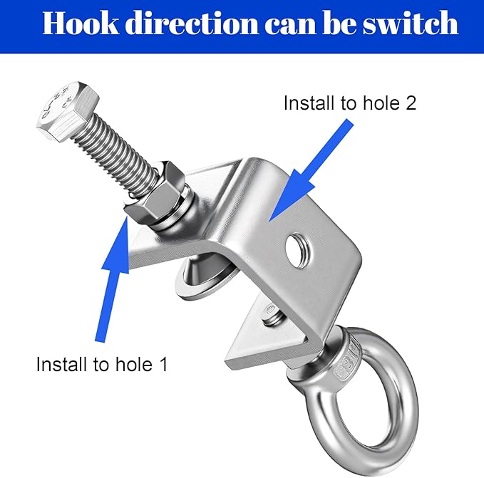 6Pcs C-Clamps, 4.72 Inch Stainless Steel Beam Clamp with M8 Screw Ring, I-Beam Design Clamps for Metal Mounting Welding Building Household Conduit Hanger
