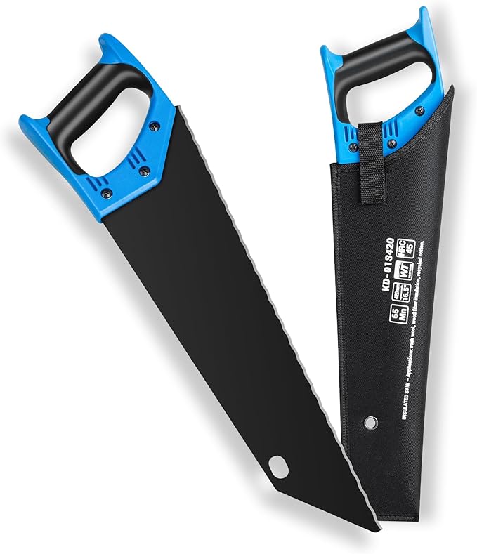 Insulation Hand Saw, 16 Inch Steel Blade Wavy Teeth Serrated Sharp Utility Tool, Insulation Saw for Cutting Wood Fiber Board, Foam, Mineral Wool, Styrofoam Rockwool