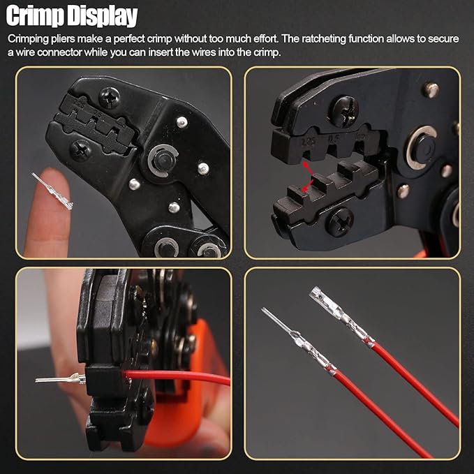 Twidec/Wire Crimping Pliers 0.25-1mm² Dupont Crimping Tool Ratcheting Wire 30-18AWG Crimping Tools Manual Crimp Fold Tool For 3.96mm, 2.54mm, 2.5mm Dupont JST XH Connectors SN-28B