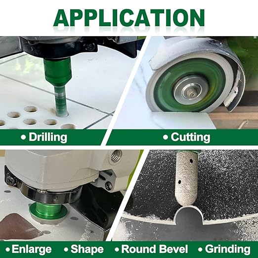 Diamond Core Drill Bits Kit - 11pcs 6/6/6/20/25/35/50mm+2" Beveling Chamfer Bit+3/4" Finger Milling Bit+Triangle Adapter to 5/8-11" Thread+4.5" Cutting disc for Porcelain Ceramic Tile Granite