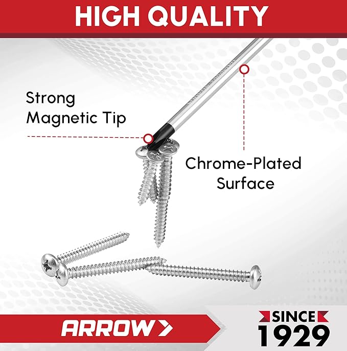 ARROW 6-Piece Magnetic Screwdriver and Magnetizer/Demagnetizer Set, Premium Cr-V Steel Screwdriver Set with Non-Slip Cushion Grip, Magnetic Phillips and Flathead Tips, for Home Improvement
