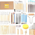 LAMPTOP 61Pcs Pottery Ceramic Tools & Polymer Clay Sculpting Tools Set for Pottery Modeling Clay Tools and Carving, Air Dry Clay Tools