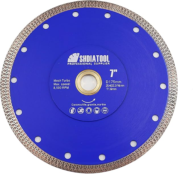 SHDIATOOL 7 Inch Diamond Saw Blade Cutting Disc for Porcelain Tile Ceramic Granite Marble Brick 180mm