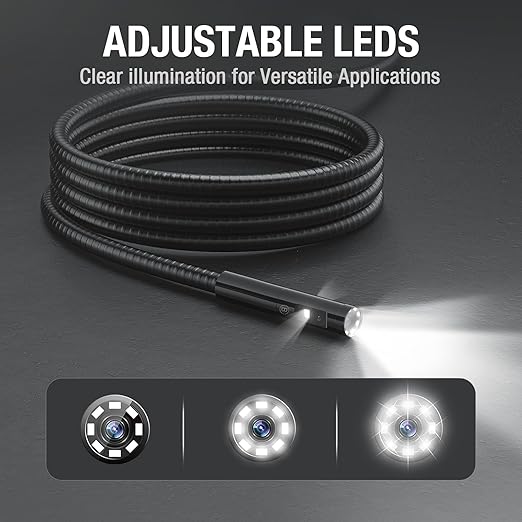 Triple Lens Borescope Inspection Camera, Teslong Professional Endoscope with Light, Digital Video Scope Camera, 5" IPS Screen, Waterproof Flexible Cable for Automotive/Home/Wall/Pipe/Car (5FT)