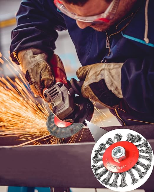 Wire Wheel Brush 6PCS Wire Cup Brush Set for 4 1/2 Angle Grinder Include 4&3 Inch Wire Wheels for Rust & Paint Removal