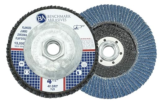 Benchmark Abrasives 4.5" x 5/8"-11 Premium High Density Jumbo Zirconia Type 29 Flap Discs 4 1/2 for Angle Grinder, Sanding Discs, Finishing - Grinding Wheels 4 1/2 Inch (10 Pack) - 40 Grit
