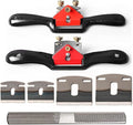 Adjustable Spokeshave Set 2pcs SpokeShave 4pcs Metal Blade and 4-Way Wood Rasp File, Manual Planer with Flat Base, Perfect for Planing, Trimming, Woodworking, Deburring Tools