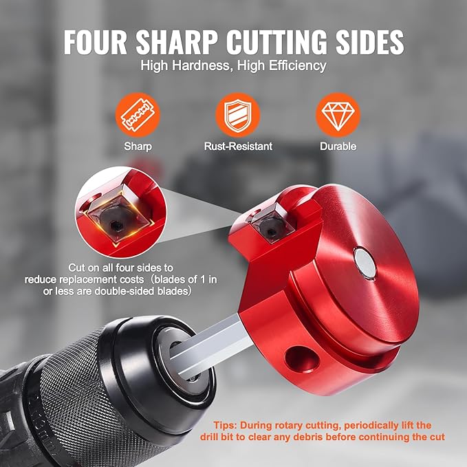 VEVOR PVC Pipe Reamer Kit, Aluminum Alloy, PVC Pipe Fitting Reamer Plumbing Tools Kit, Socket Saver for SCH 40 Pipe, Contains 1/2'', 3/4", 1", 5/4'', 3/2", 2", 3", 4'', for Water Lines, Drain Lines