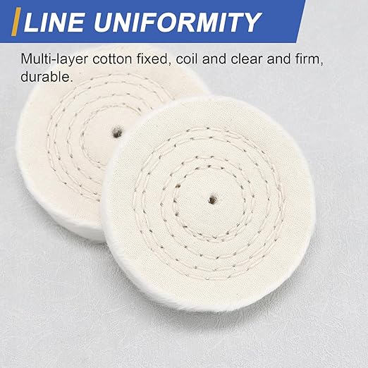 SCOTTCHEN Buffing Polishing Wheel 3" Fine Cotton (50 Ply) 1/4" Arbor with 1/4" Mandrel for Drill - 2Pack