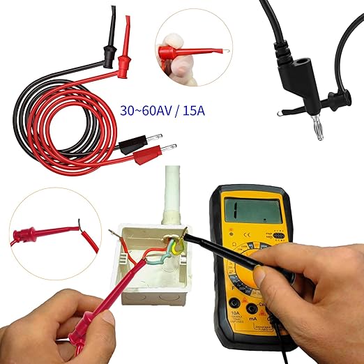 Electrical Multimeter Test Lead Kit with Soft Case Test Hook for Digital Electrical Testing Multimeter Voltmeter | 2PCS Non-Destructive Back Probes