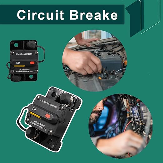 150 Amp Marine Circuit Breaker, IP67 Waterproof Manual Reset Switch, 12V-48V DC Circuit Breaker, 3/8" Studs, for Boat Trolling Motor/Marine ATV/Battery/Solar System, Suface Mount (150A)