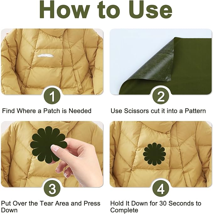 8PCS 7.8x3.9 inch Nylon Repair Patch Self-Adhesive Fabric Patch Down Jacket Repair Patches for Puffer Jackets Tenacious Tape Polyester Waterproof Lightweight Tent Repair Patch Kits for Clothes Bag