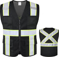 Class 2 Safety Vest with Zipper Front and multiple Pockets, High Visibility Vest, Meets ANSI/ISEA Standards