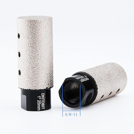 Diamond Coated Finger Bit, 1" Tile Milling Bit to Enlarge Polish Shape Holes on Porcelain Ceramic Marble Granite Tile Countertop, with 5/8-11 Thread to 3/8" Hex Shank Adapter, Diameter 25mm