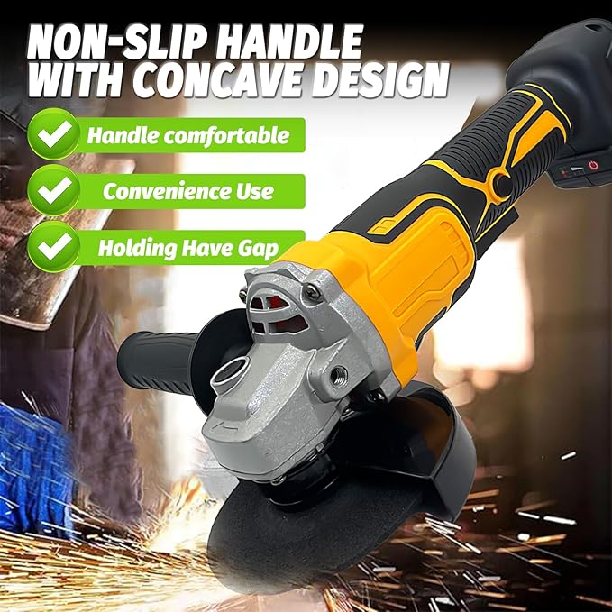 Grinder tool for Dewalt 20V Battery,11000 RPM Electric Brushless Motor,3 Variable Speeds Grinders 4-1/2" Angle Grinder for Cutting, Griding, Polishing(Tool Only) (Yellow)