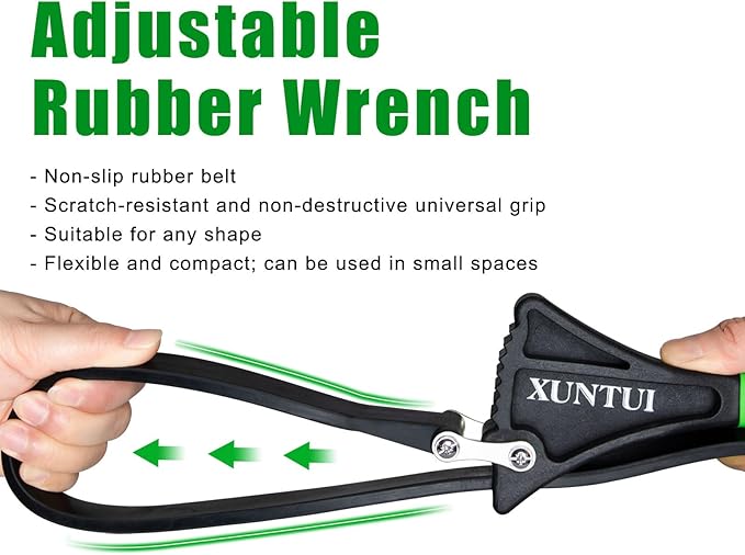 Strap Wrench Set with 6 Silicone straps - 2 Pack (4" & 6") for Oil Filters, Shower Heads & Tight Spaces - Plumbing Belt Wrench Kit