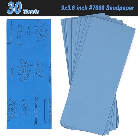 9x3.6 inch Sandpaper, 30 Sheet 7000 Grit Wet and Dry Sand Paper, Detail Fine Precision Abrasive Pads Sander Sheets Paper for Automotive Sanding, Wood Turing Finishing, Metal Furniture Polishing