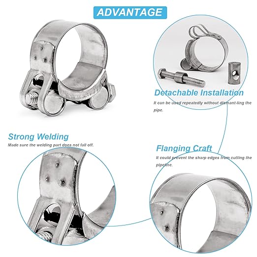 AKIHISA 2 Pack 149-161mm ID Range T-Bolt Hose Clamp,304 Stainless Steel Heavy Duty Pipe Clamp 5.87 to 6.34 Inch