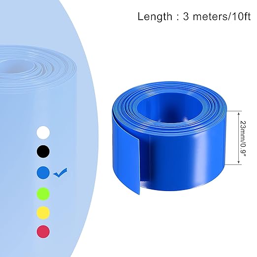 MECCANIXITY Battery Wrap PVC Heat Shrink Tubing 14mm Dia 23mm Flat 10 Feet(3meters) Blue Good Insulation for Battery Pack