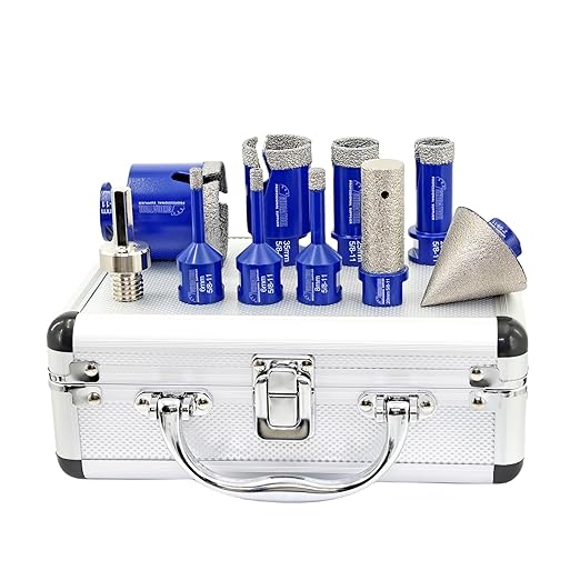 SHDIATOOL Diamond Drill Core Bits,Tile Drilling Core Hole Saw Cutter Beveling Chamfer for Porcelain Marble Ceramic Granite with Hexagon Shank Adapter 10pcs(6/6/8/20/25/35/50/20MM/2INCH/HEX)