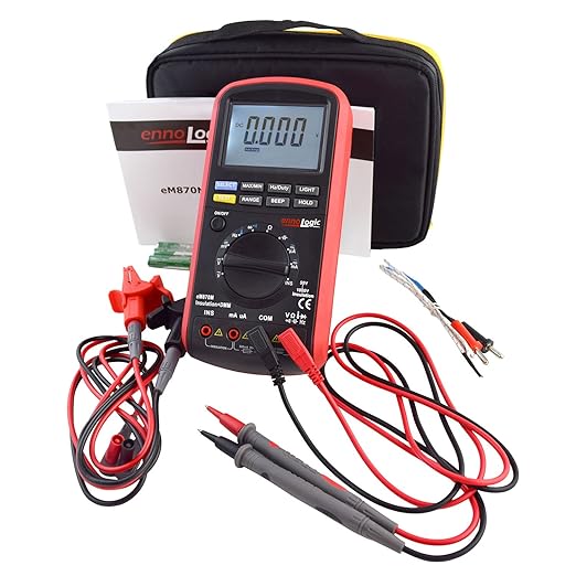 eM870M Insulation Tester by ennoLogic 50/100/250/500/1000V – Megohmmeter & Multimeter with 50k to 2G Ohms Insulation Resistance, DC/AC TRMS Voltage, Current, Capacitance, Frequency, and Temperature