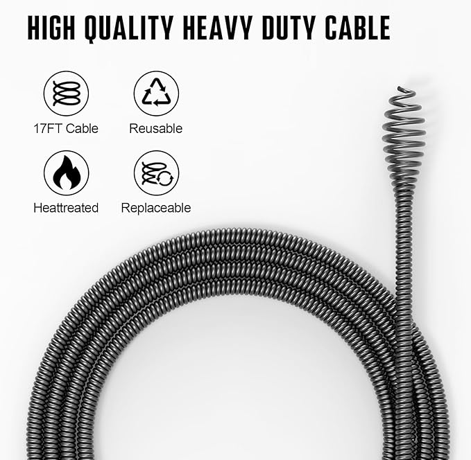 POPULO 12V Cordless Electric Drain Auger, Auto Feed Plumbing Snake Clog Remover for Unclog Sink Drain 3/4"-2" Pipe, Snake Hair Drain Clog Remover Cleaner Tools for Shower, Bathtub, Kitchen, Sink