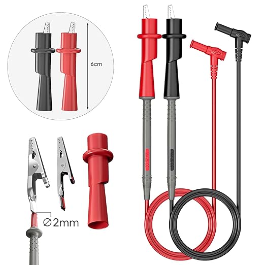 Goupchn Multimeter Test Leads Kit Banana Plug with Push On Alligator Clips Precision Sharp Probes Digital Electrical Test Probes 1000V 10A