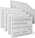 Peg Board, 8 Pack Metal Pegboard Panels White Pegboards Wall Organizer with Bent Frame Heavy Duty Peg Board for Walls Home, Garage Tool Storage, Office Organization, Craft Room, Kitchen