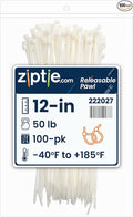 ZipTie.com 12-Inch Natural Releasable Pawl Zip Ties - 50-lb Tensile Strength Cord Management - UL Listed Reusable Cable Ties - UL 21 Listed, UV Resistant, Indoor & Outdoor Multi-Purpose (100-Pack)