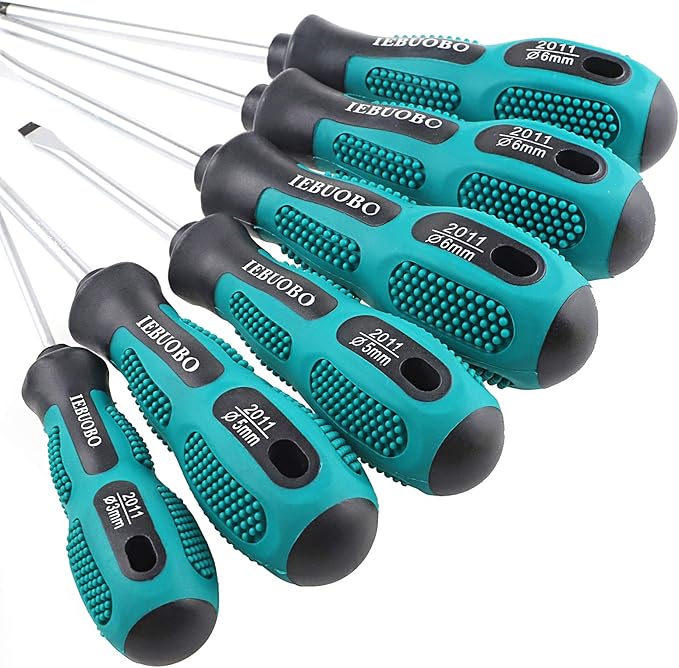 Magnetic Screwdriver Set 9 PCS,4 Phillips and 5 Flat Head Screwdriver Non-Slip for Repair Home Improvement Craft (Green)
