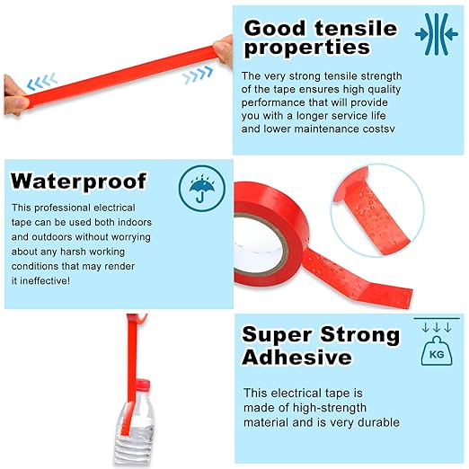 Romeda 9 Pack Coloured Electrical Tape, Electrical Tape Colours Water, Sun, and Oil Resistant, Electrical Tape is Suitable for Most Domestic, Commercial, and Industrial environments.
