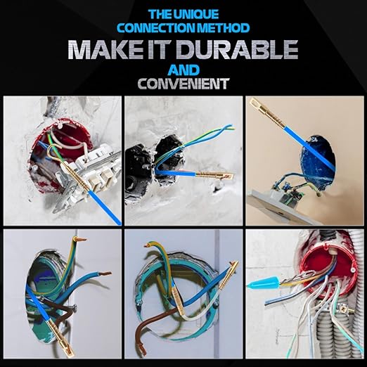 32.2FT Fiberglass Running Electrical Wire Cable Glow Rods Wire Pulling, Fish Rods Electrical Kit with 6 Different Attachments and Fish Tape Wire Puller Kit (32, Blue)