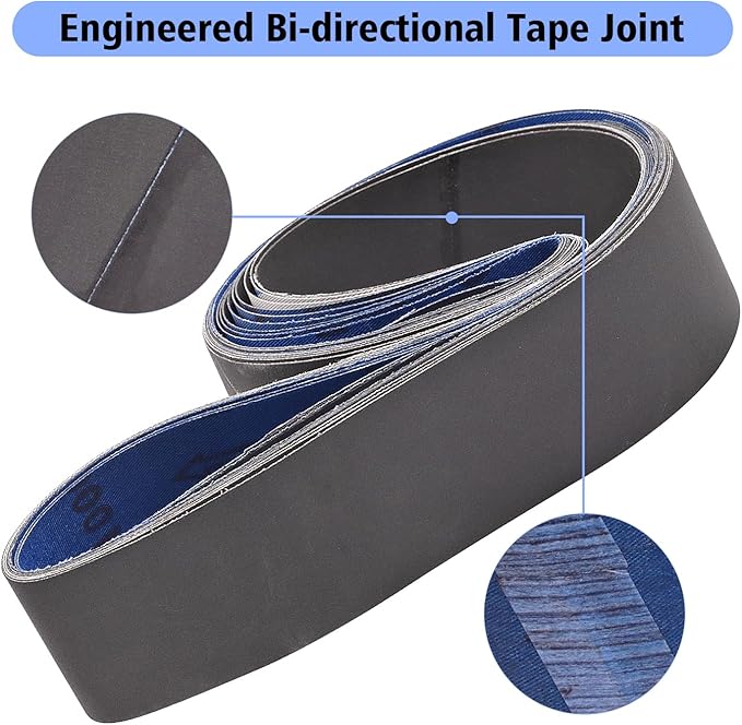 2 X 72 Inch Silicon Carbide Extra Fine Grit Sanding Belts 600, 800, 1000 Grits, 2x72 Grinding Belts for Knife Sharpening, 6 Pack Assortment