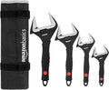 Amazon Basics 4-Piece Plumbing Adjustable Wrench with Soft Grip, Wide Mouth, Includes: 6-inch (150mm), 8-inch (200mm), 10-inch (250mm), 12-inch (300mm), 4 Sizes Bundle