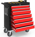 7-Drawer Rolling Tool Chest with Wheels, Tool Box with Locking System and Sliding Drawers, Tool Box Organizer for Garage, Warehouse, Workshop(BlackRed)