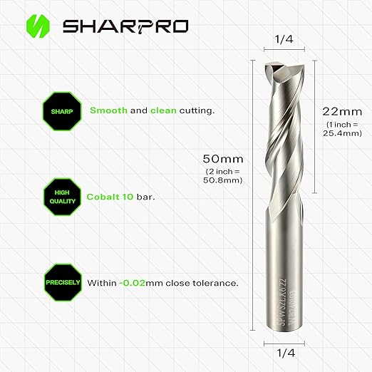Upcut Spiral Router Bit Set 1/4 Inch Shank 1/4 Inch Cutting Dia. Solid Carbide CNC End Mill, Ideal for Wood Carving, Slot Mortise, Engraving, Grinding (3PCS)