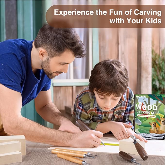 YHLAWM Wood Whittling Kit for Beginners, 7 Pcs Wood Carving Kit with 3 Pcs Carving Knives & 4 Pcs Carving Auxiliary Tools, Starters Carving Set, Gift Set for Kids and Adults