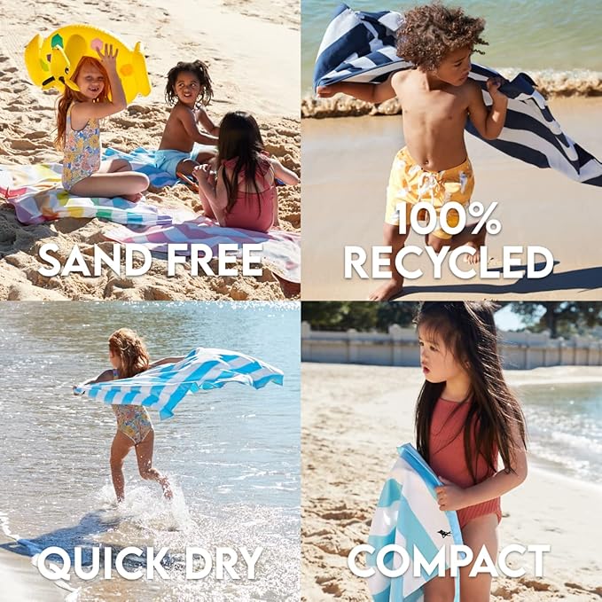 Dock & Bay Quick Drying Towel - for Sports & Gym - Compact, Lightweight - 100% Recycled - Includes Bag - Cabana - Tulum Blue, Medium (130x70cm, 51x27)